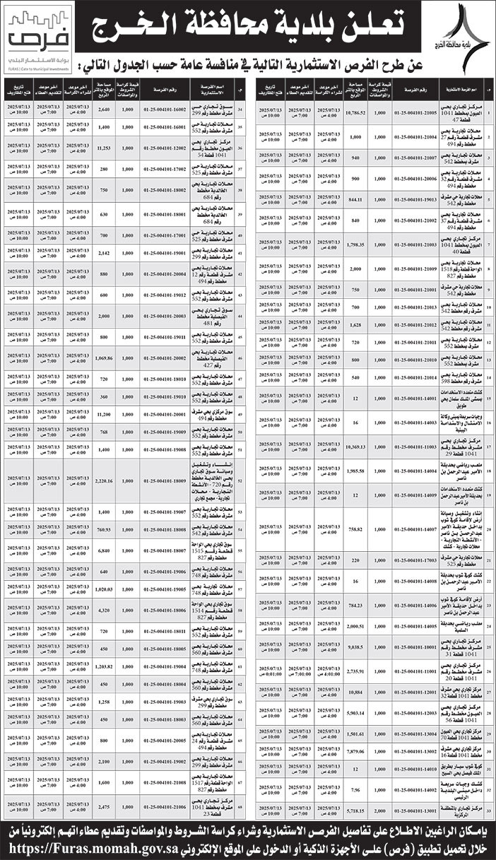 إعلان بلدية محافظة الخرج 