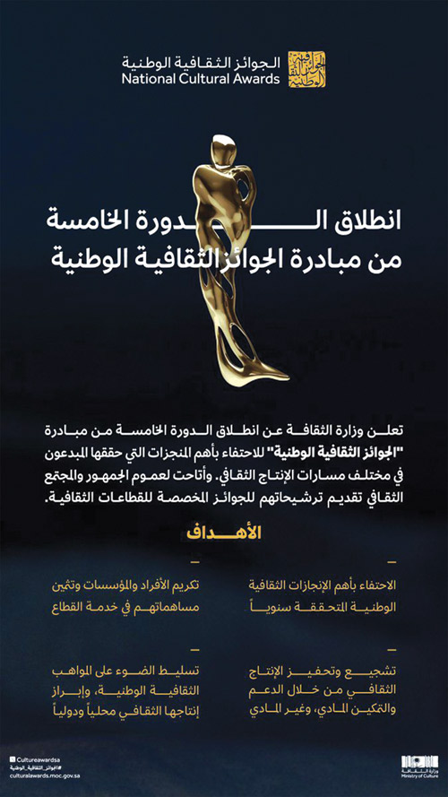 إطلاق الدورة الخامسة من الجوائز الثقافية الوطنية 