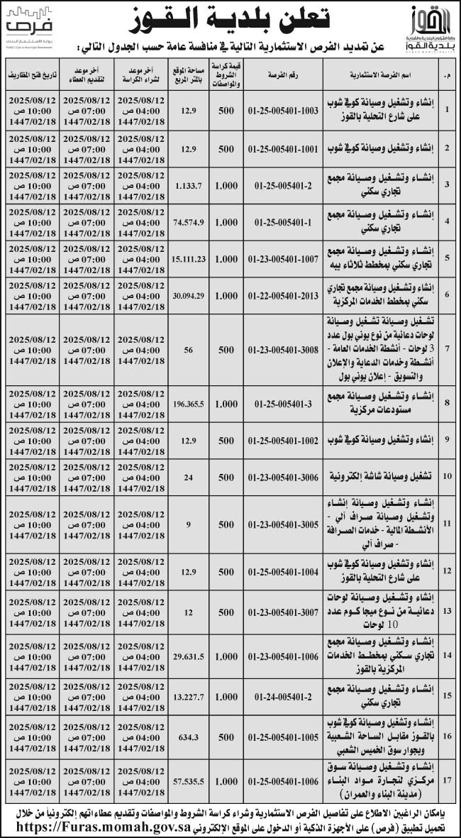 إعلان بلدية القوز 