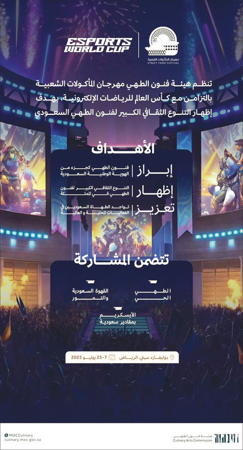 «فنون الطهي» تشارك في كأس العالم للرياضات الإلكترونية 