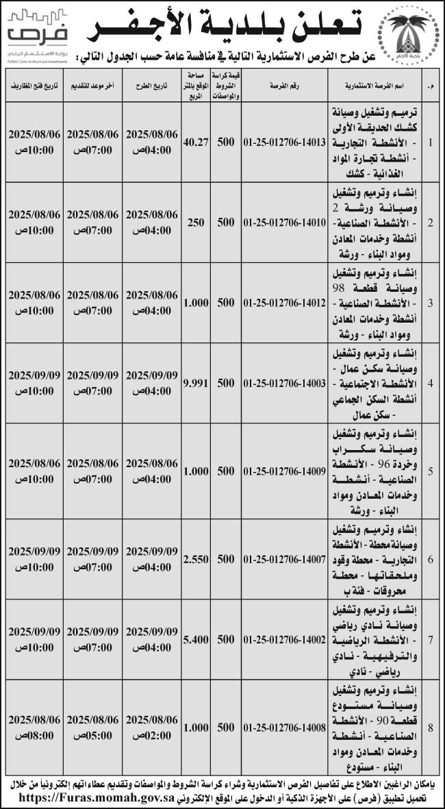 إعلان بلدية الأجفر 