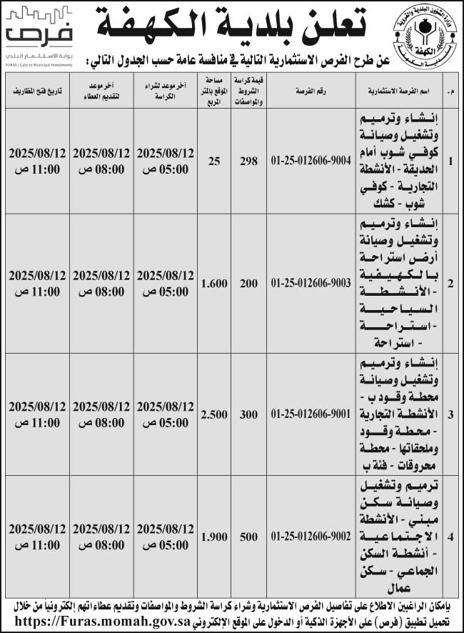 إعلان بلدية الكهفة 