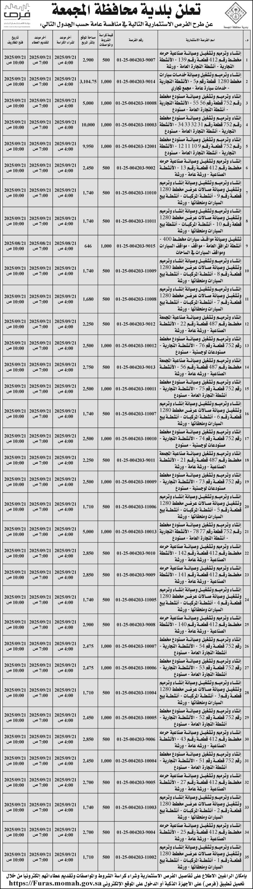 إعلان بلدية محافظة المجمعة 