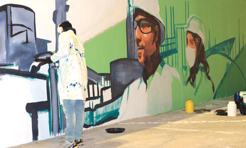 جدارية الاستدامة للفنان محمد الرشيدي في مدينة الجبيل