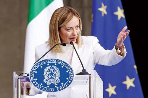 رئيسة وزراء إيطاليا: سأعترف بالدولة الفلسطينية بعد قيامها 