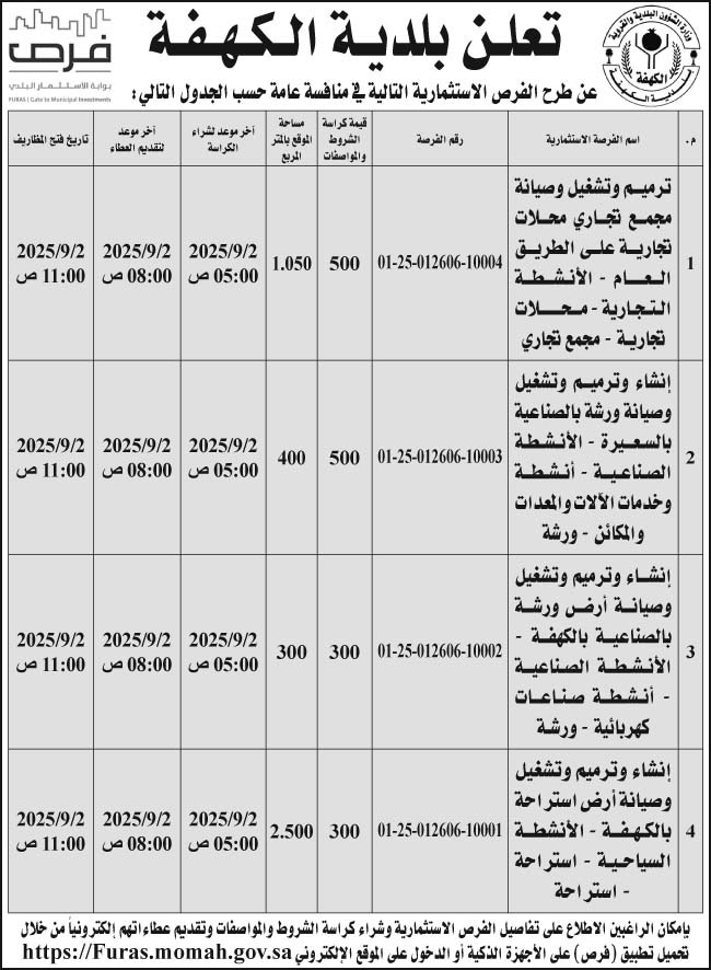 إعلان بلدية الكهفة 