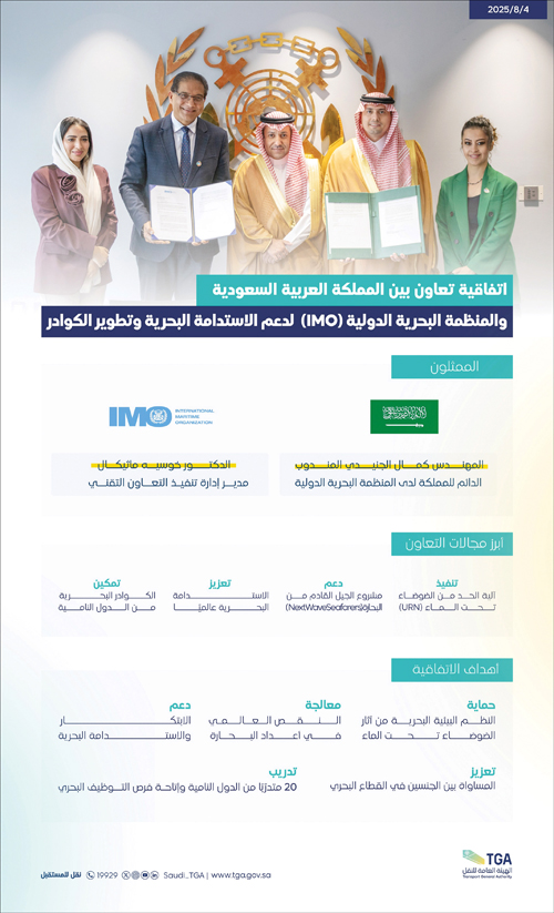 اتفاقية سعودية مع «IMO» لدعم الاستدامة البحرية الدولية 