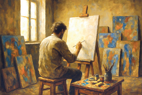 صورة تعبيرية عن عزلة الفنان