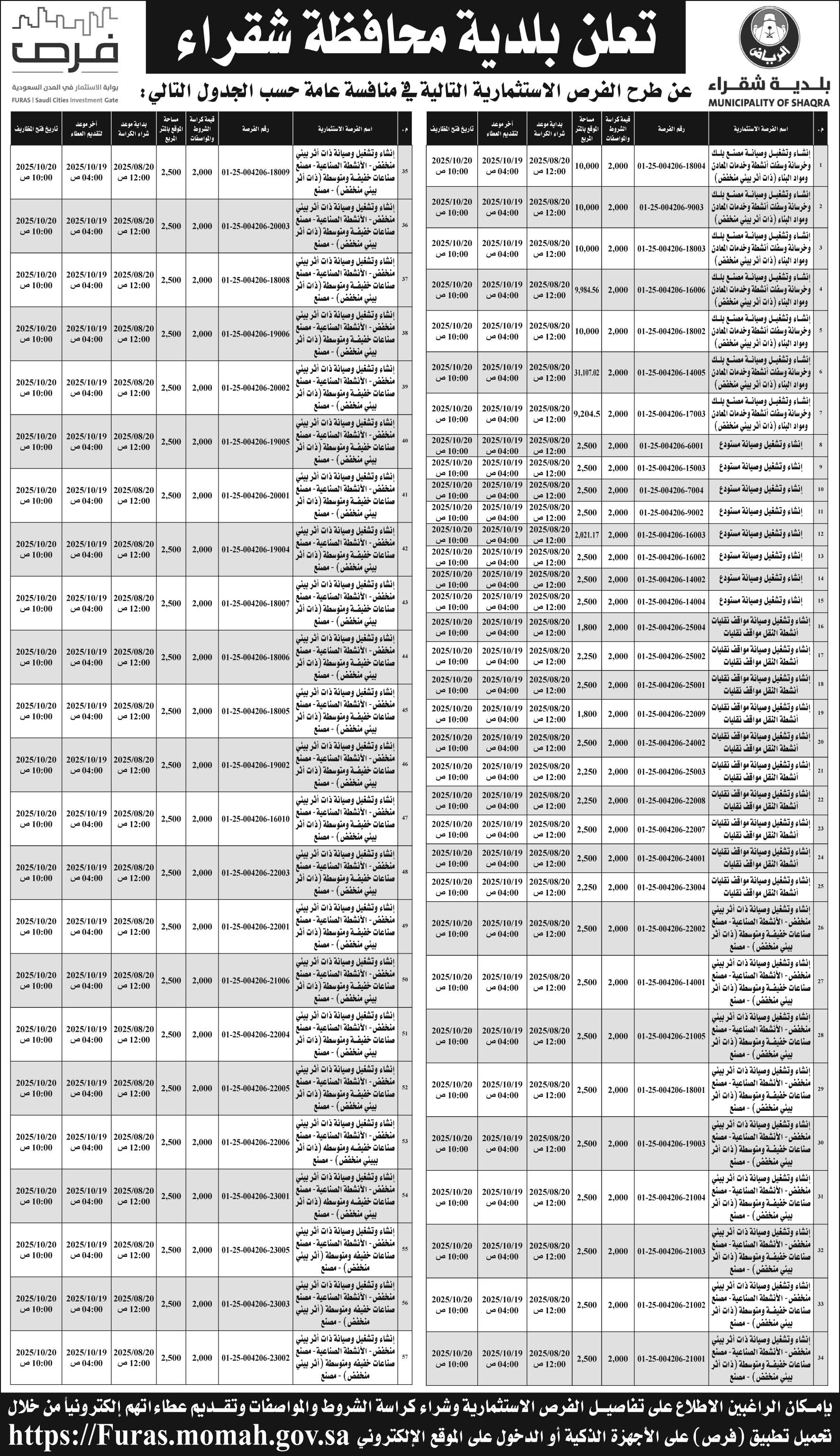إعلان بلدية محافظة شقراء 