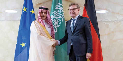 وزير الخارجية خلال لقائه نظيره الألماني