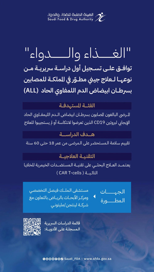 للمصابين بسرطان ابيضاض الدم اللمفاوي الحاد 