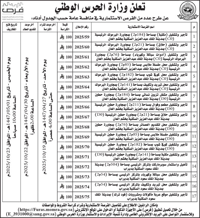 إعلان وزارة الحرس الوطني 