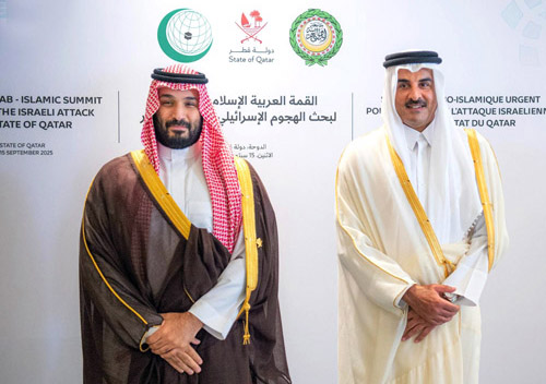 أمير قطر في مقدمة مستقبلي ولي العهد لدى وصوله الدوحة 