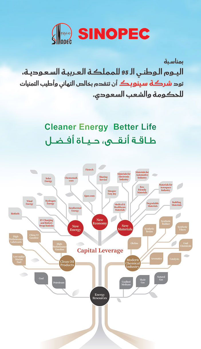 إعلان تهنئة بمناسبة اليوم الوطني من شركة سينوبك 