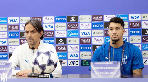  إنزاغي وليوناردو في المؤتمر الصحفي