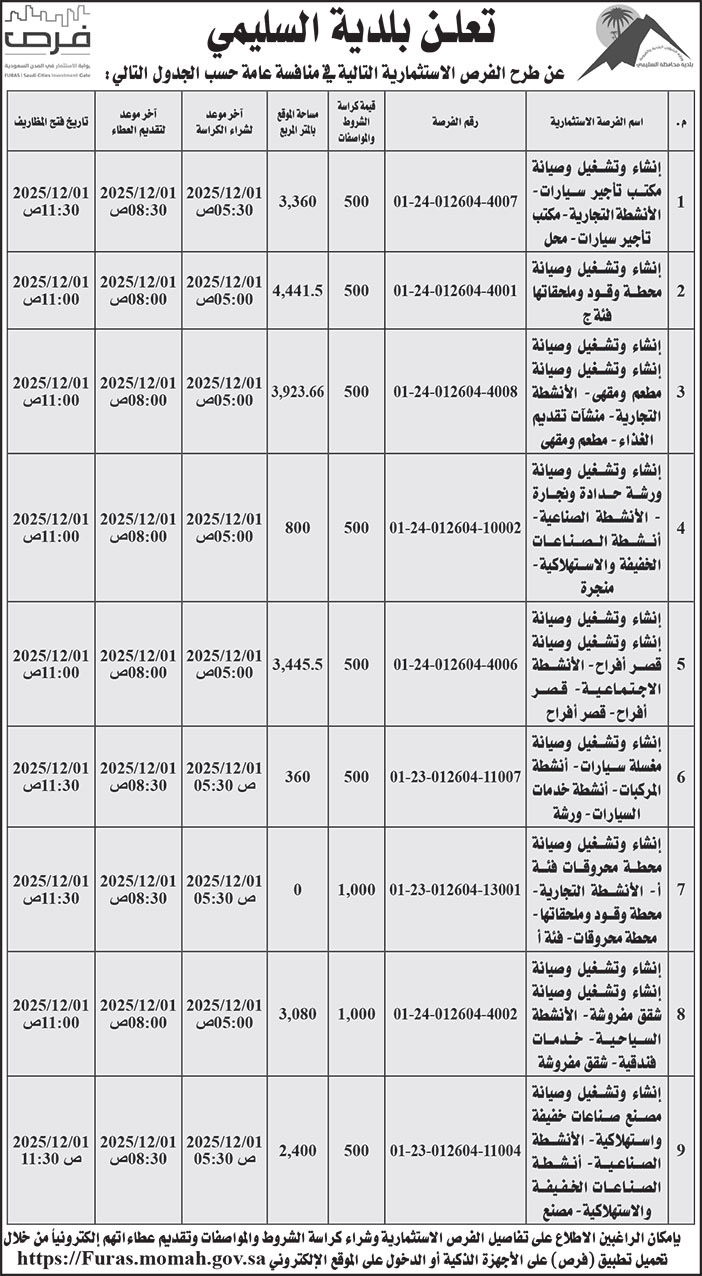إعلان بلدية السليمي 