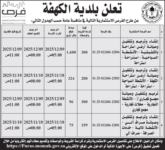 إعلان بلدية الكهفة 