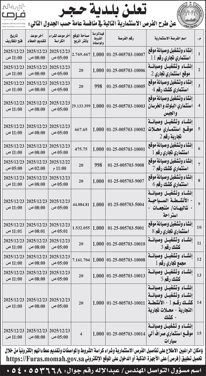 إعلان بلدية حجر 