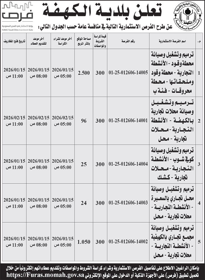إعلان بلدية الكهفة 