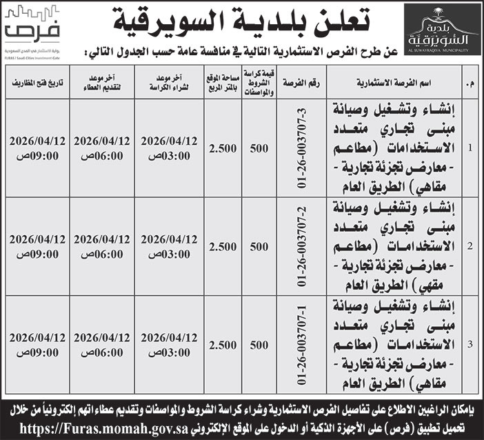 إعلان بلدية السويرقية 