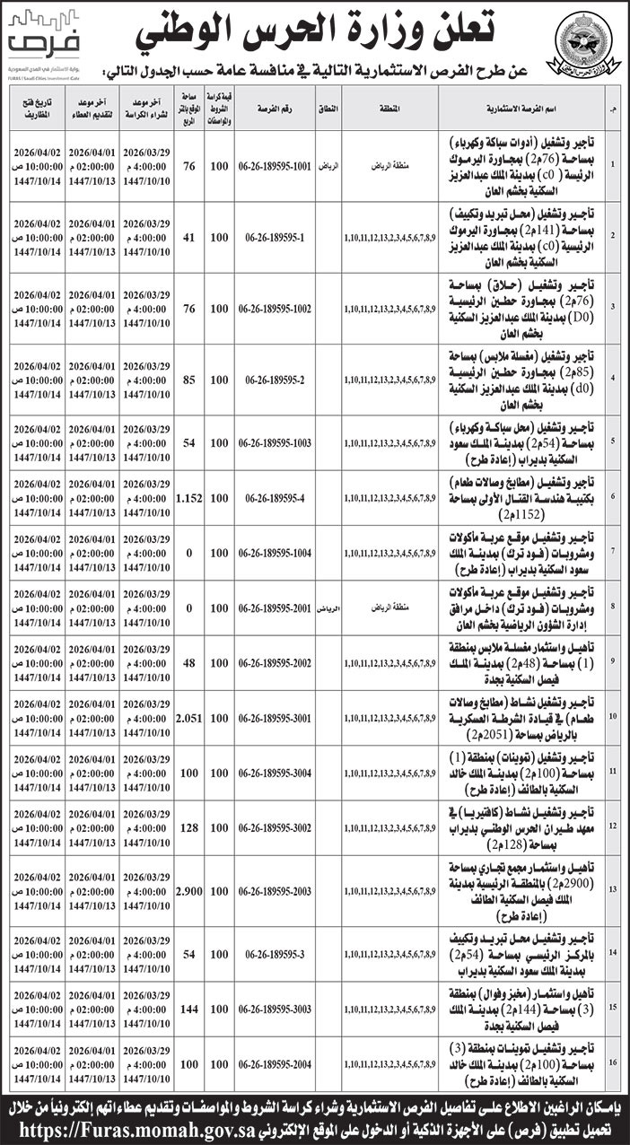 إعلان وزارة الحرس الوطني 