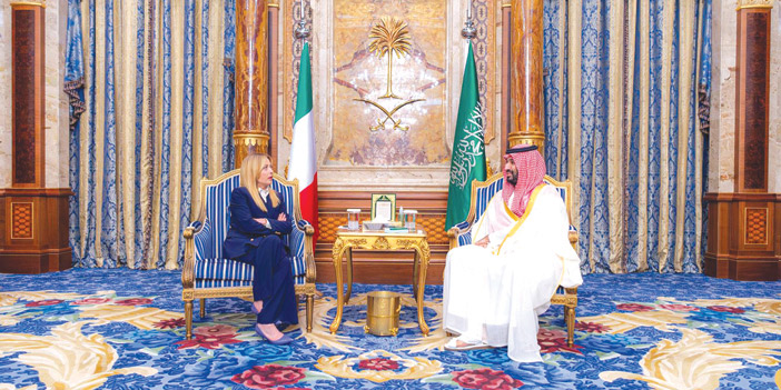 ولي العهد يلتقي رئيسة وزراء إيطاليا ويبحثان مستجدات الأوضاع