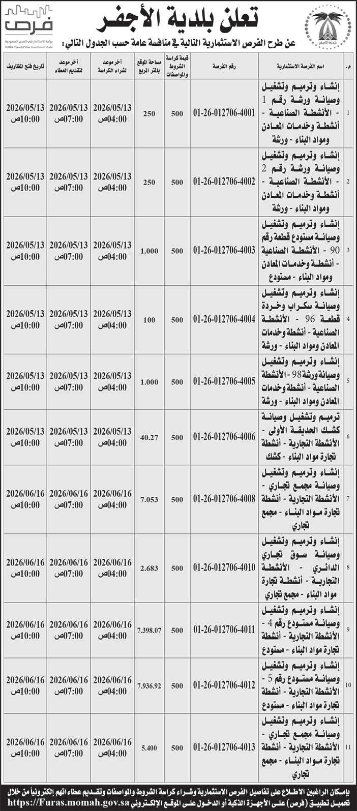 إعلان بلدية الأجفر 