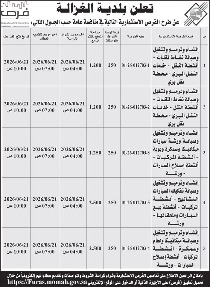 إعلان بلدية الغزالة 