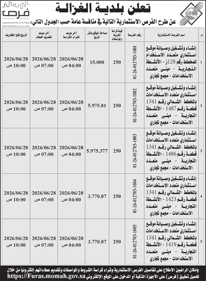 إعلان بلدية الغزالة 