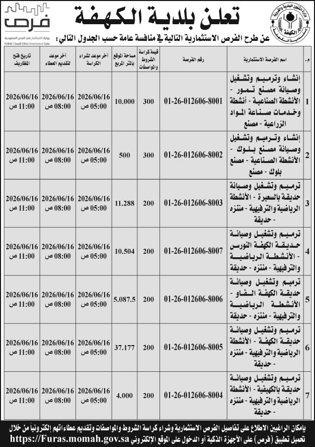 إعلان بلدية الكهفة 