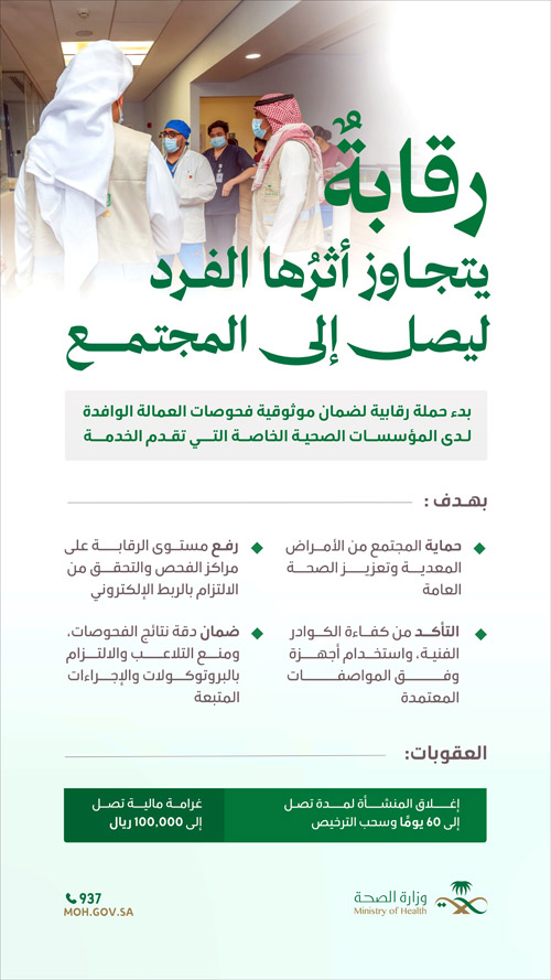 حملة رقابية على مراكز فحص العمالة الوافدة 