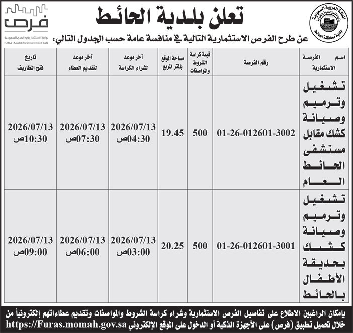إعلان بلدية الحائط 