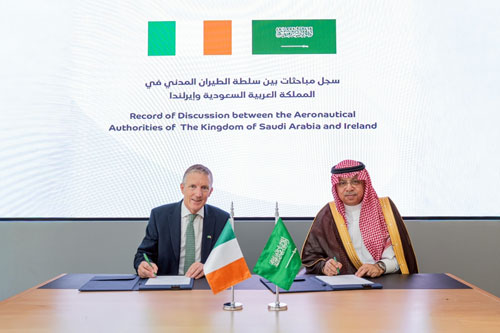 «المملكة» و«إيرلندا» توقعان سجل مباحثات لتعزيز التعاون في مجال النقل الجوي 