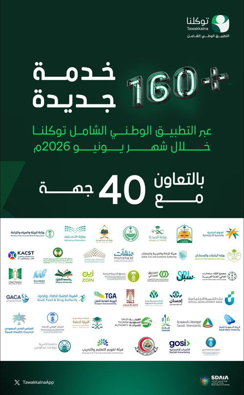 40 جهة حكومية وخاصة تضيف 160 خدمة رقمية إلى «توكلنا» 