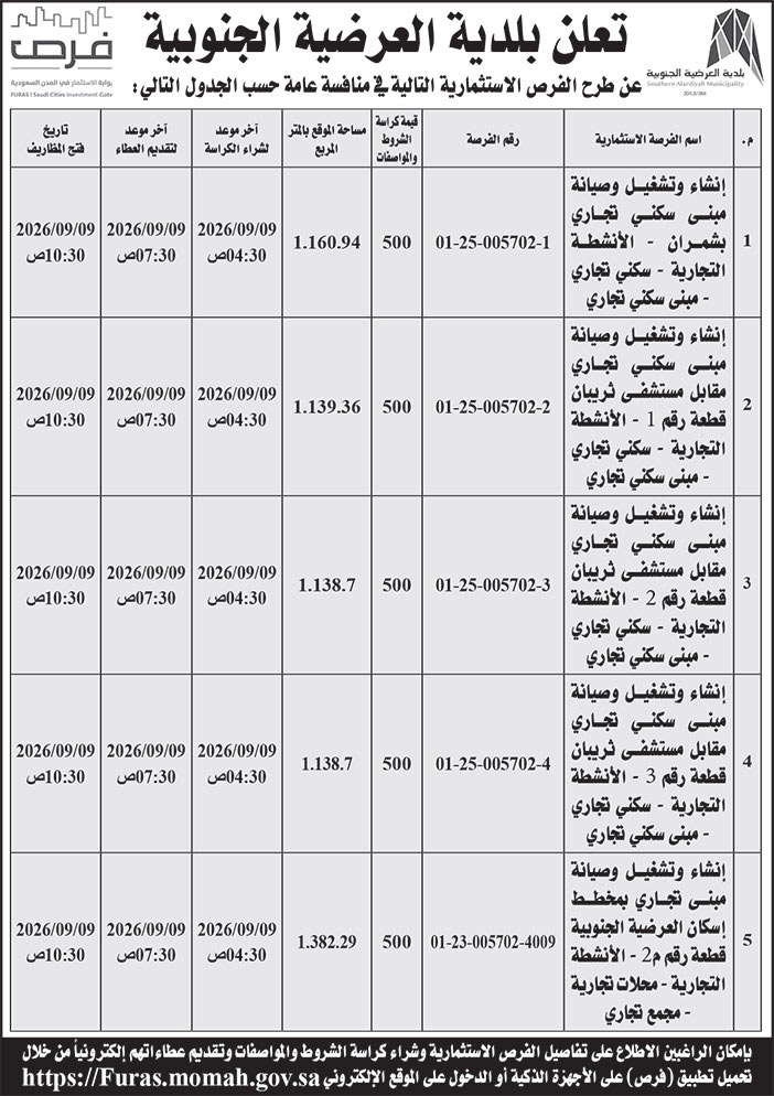 إعلان بلدية العرضية الجنوبية 