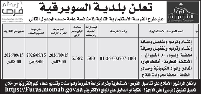 إعلان بلدية السويرقية 