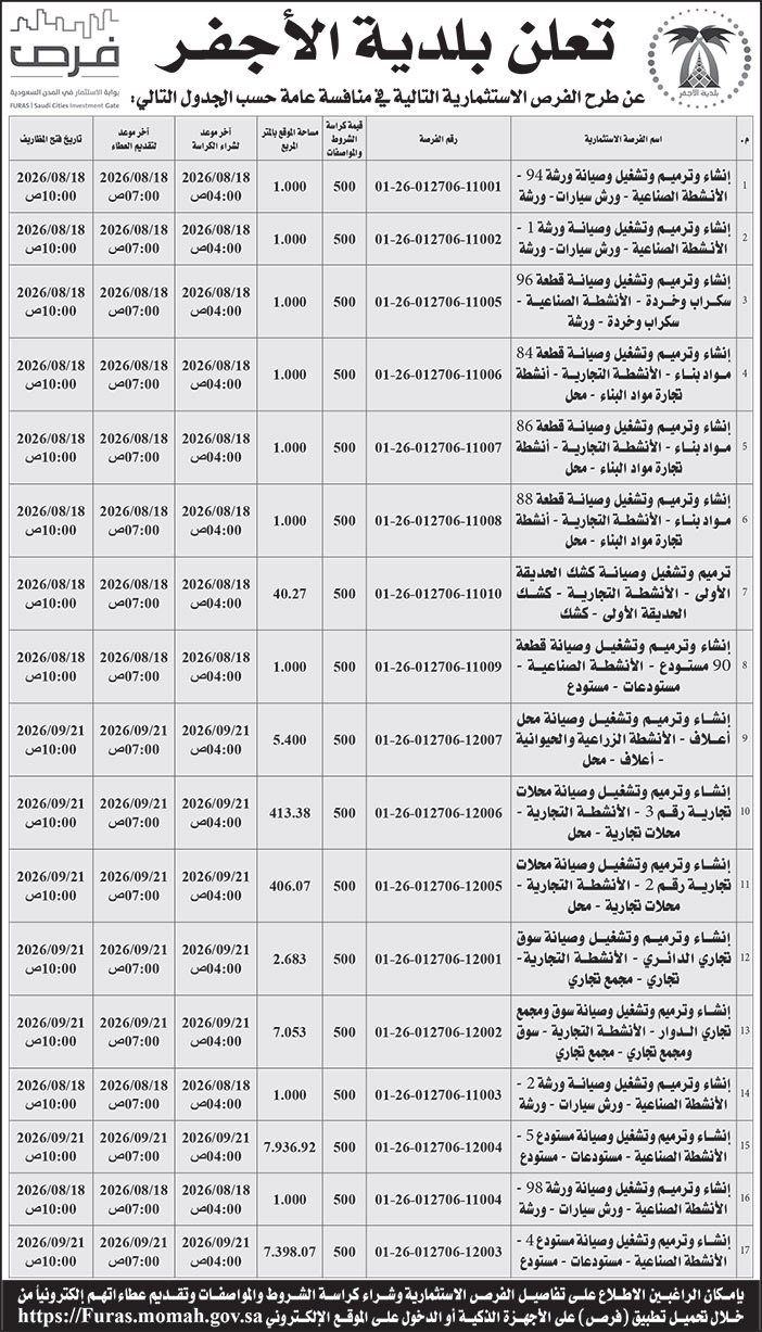 إعلان بلدية الأجفر 