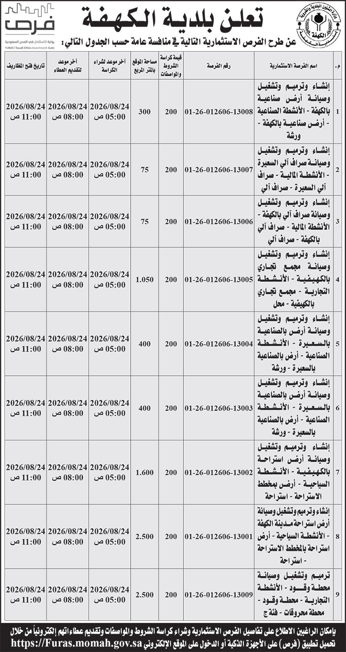 إعلان بلدية الكهفة 