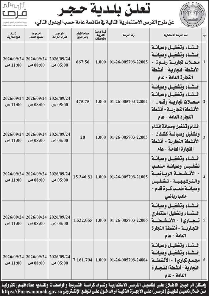 إعلان بلدية حجر 