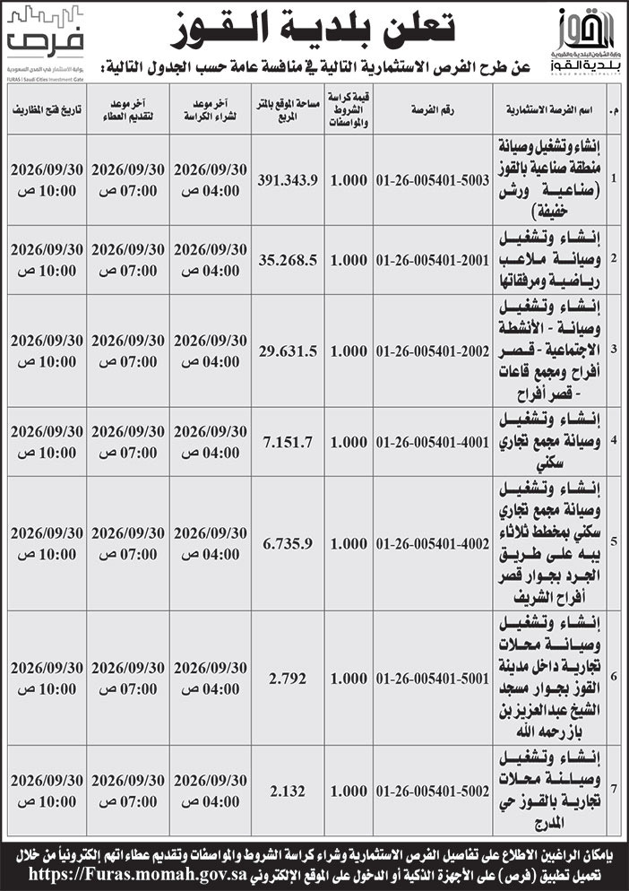 إعلان بلدية القوز 
