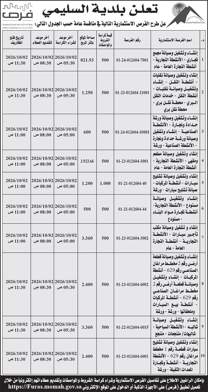 إعلان بلدية السليمي 