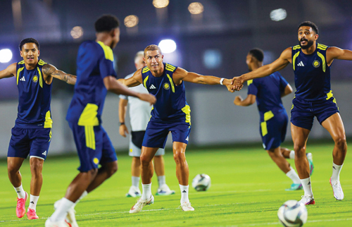 لقطة من تدريب النصر الأخير بمشاركة رونالدو