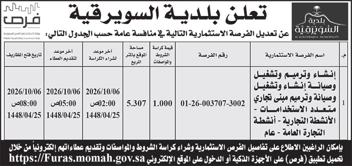 إعلان بلدية السويرقية 