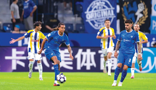 من مباراة الهلال والغرافة القطري أول أمس