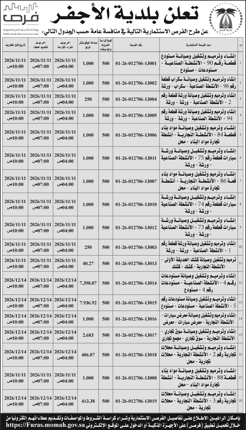 إعلان بلدية الأجفر 
