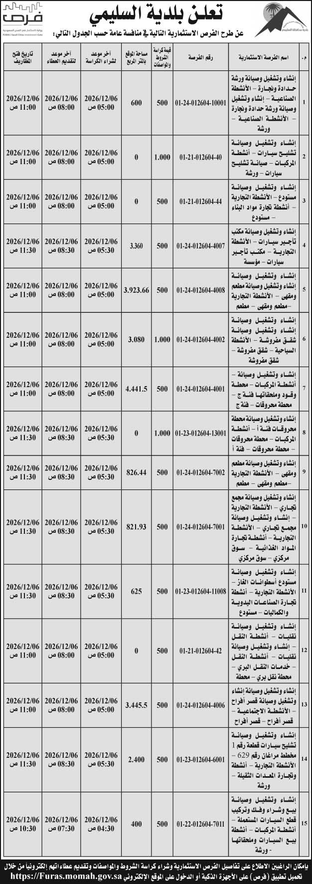 إعلان بلدية السليمي 