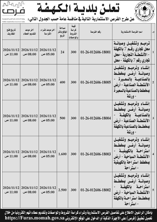 إعلان بلدية الكهفة 
