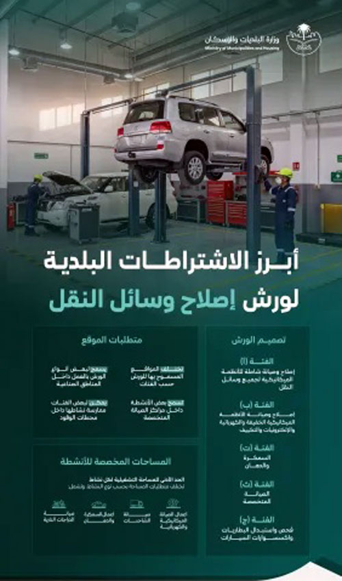 «البلديات والإسكان»: تنظيم ورش إصلاح المركبات يرفع جودة الخدمة 